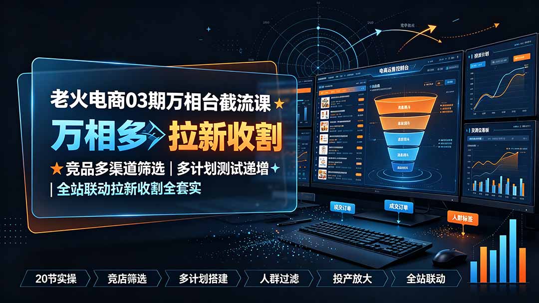 图片[1]-老火电商03期万相台截流课：竞品多渠道筛选｜多计划测试递增｜全站联动拉新收割全套实操教学-玻哥网络技术工作室