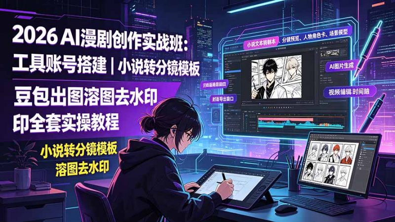 2026AI漫剧创作实战班：工具账号搭建｜小说转分镜模板｜豆包出图溶图去水印全套实操教程-玻哥网络技术工作室