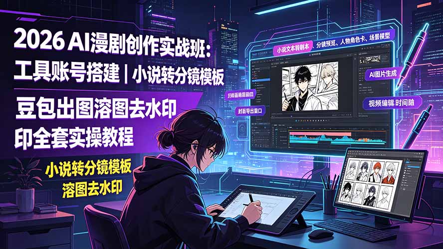 图片[1]-2026AI漫剧创作实战班：工具账号搭建｜小说转分镜模板｜豆包出图溶图去水印全套实操教程-玻哥网络技术工作室