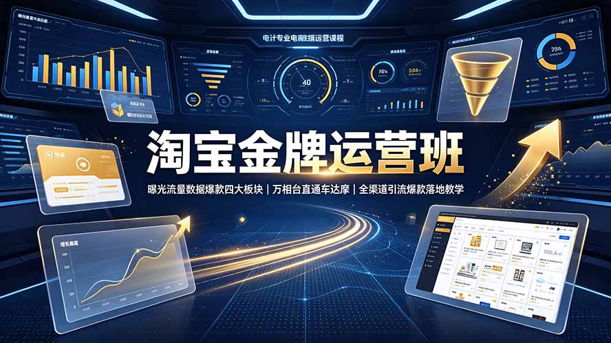 图片[1]-淘宝金牌运营班-7月：曝光流量数据爆款四大板块｜万相台直通车达摩｜全渠道引流爆款落地教学-玻哥网络技术工作室