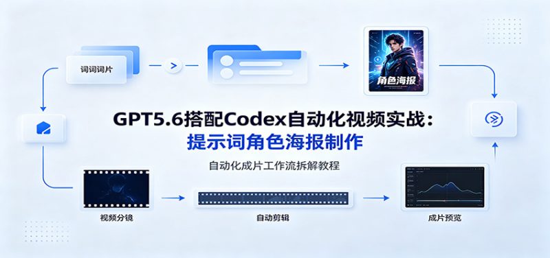 GPT5.6搭配Codex自动化视频实战：提示词角色海报制作，自动化成片工作流拆解教程-玻哥网络技术工作室