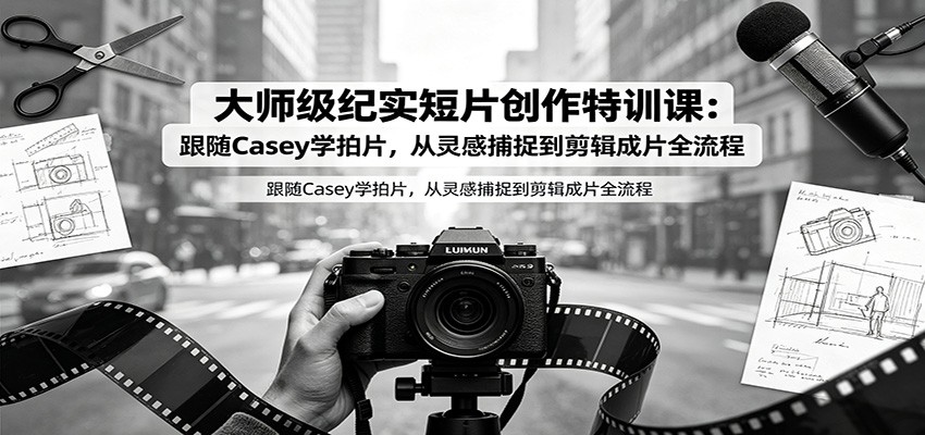 图片[1]-大师级纪实短片创作特训课：跟随Casey学拍片，从灵感捕捉到剪辑成片全流程-玻哥网络技术工作室