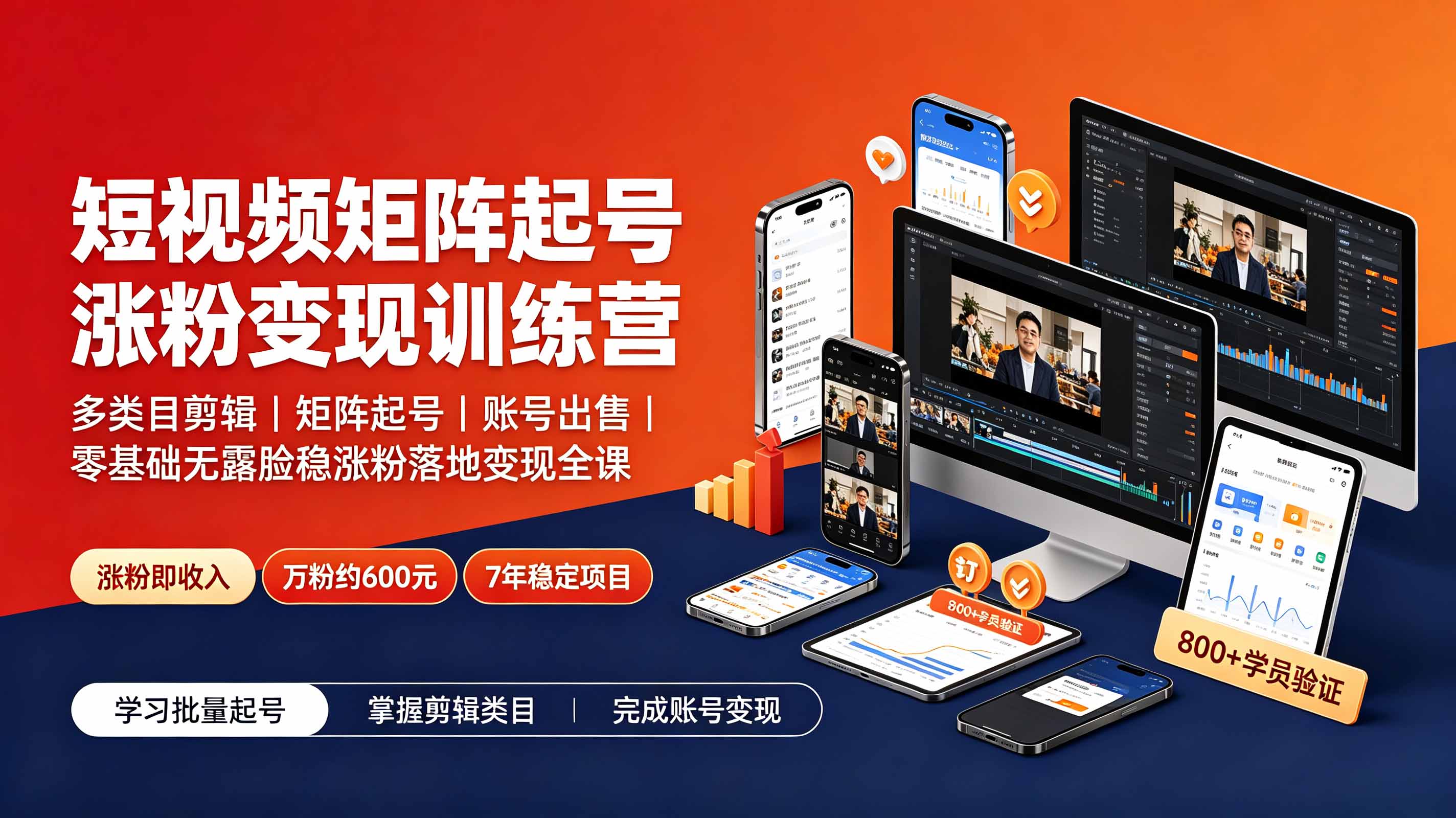 图片[1]-短视频矩阵起号涨粉变现训练营｜多类目剪辑·矩阵起号·账号出售，0基础无露脸稳涨粉落地变现全课-更新-玻哥网络技术工作室
