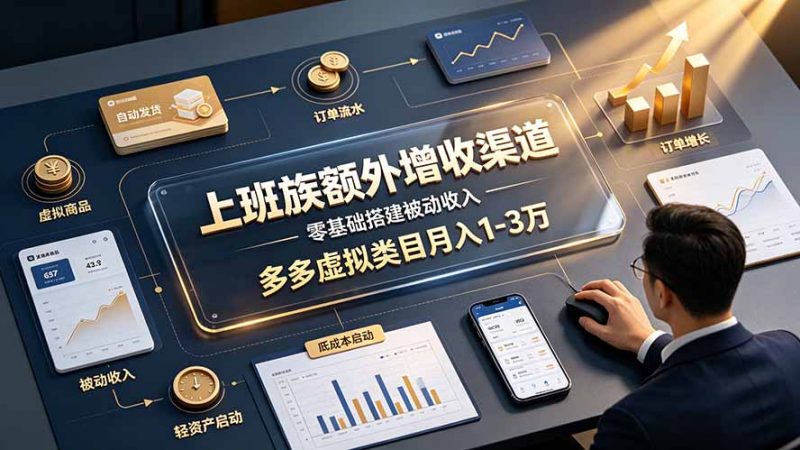 上班族额外增收渠道，零基础搭建被动收入，多多虚拟类目月入 1-3 万-玻哥网络技术工作室