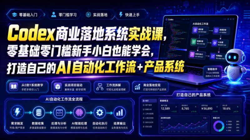 Codex商业落地系统实战课，零基础零门槛新手小白也能学会，打造自己的AI自动化工作流+产品系统-玻哥网络技术工作室