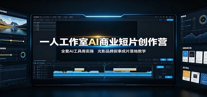 一人工作室AI商业短片创作营：全套AI工具库实操，光影品牌叙事成片落地教学-玻哥网络技术工作室
