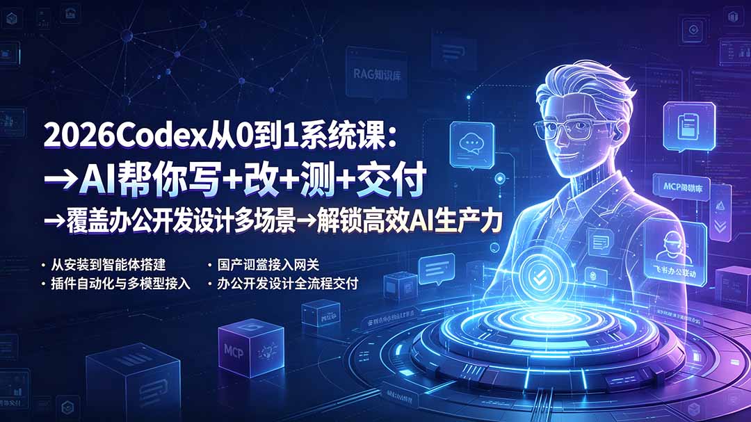 图片[1]-2026Codex从0到1系统课：→AI帮你写+改+测+交付→覆盖办公开发设计多场景→解锁高效AI生产力-玻哥网络技术工作室