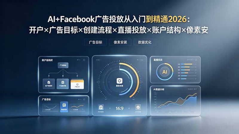 AI+Facebook广告投放从入门到精通2026：开户×广告目标×创建流程×直播投放×账户结构×像素安装×AI赋能-玻哥网络技术工作室
