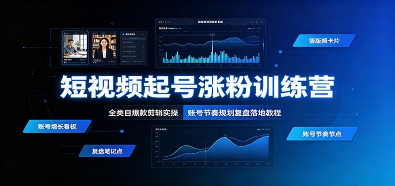 短视频起号涨粉训练营：全类目爆款剪辑实操，账号节奏规划复盘落地教程-玻哥网络技术工作室