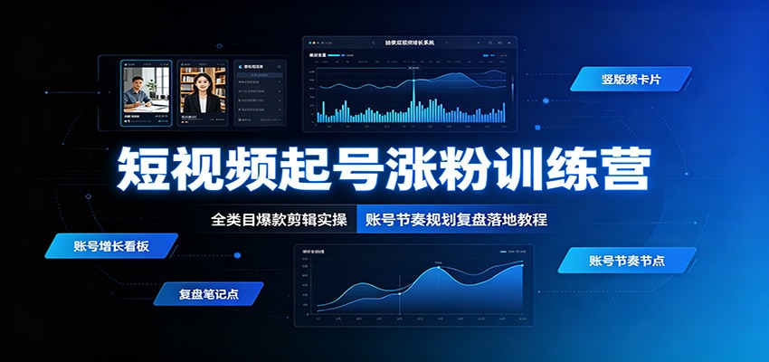 图片[1]-短视频起号涨粉训练营：全类目爆款剪辑实操，账号节奏规划复盘落地教程-玻哥网络技术工作室