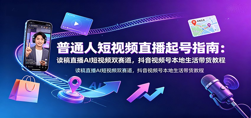 图片[1]-普通人短视频直播起号指南：读稿直播AI短视频双赛道，抖音视频号本地生活带货教程-玻哥网络技术工作室
