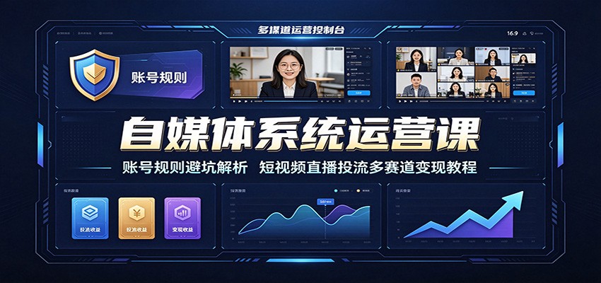 图片[1]-自媒体系统运营课：账号规则避坑解析，短视频直播投流多赛道变现教程-玻哥网络技术工作室