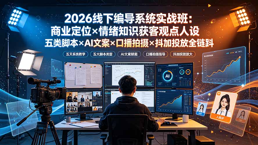 图片[2]-2026线下编导系统实战班：商业定位×情绪知识获客观点人设五类脚本×AI文案×口播拍摄×抖加投放全链路-玻哥网络技术工作室