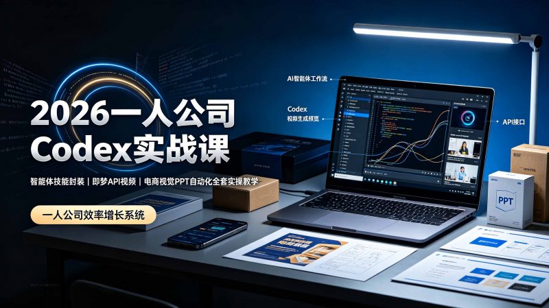 2026一人公司Codex实战课◆智能体技能封装｜即梦API视频｜电商视觉PPT自动化全套实操教学-玻哥网络技术工作室