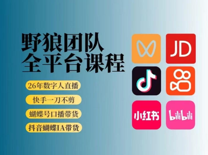 野狼团队2026新版全平台短视频带货教学，打开流量突破口，开始Ai带货(更新0724)-玻哥网络技术工作室