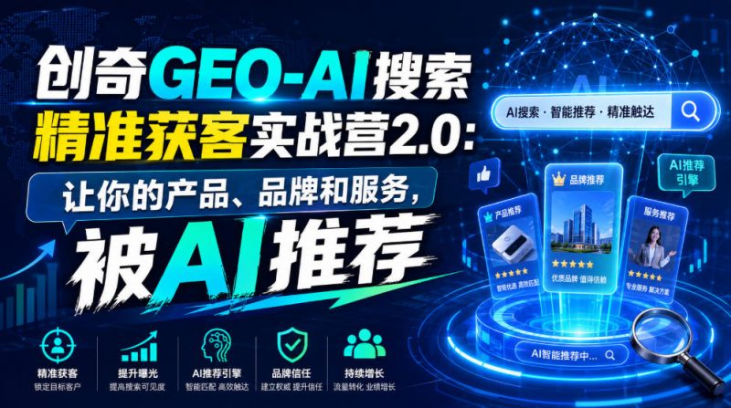 创奇GEO-AI搜索精准获客实战营2.0：让你的产品、品牌和服务，被AI推荐-玻哥网络技术工作室