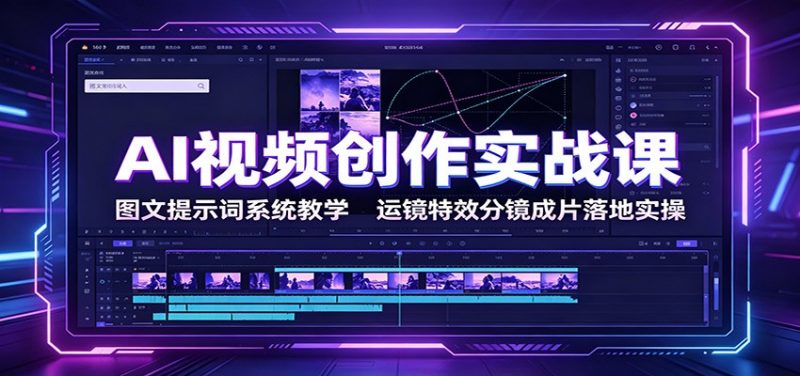 AI视频创作实战课：图文提示词系统教学，运镜特效分镜成片落地实操-玻哥网络技术工作室