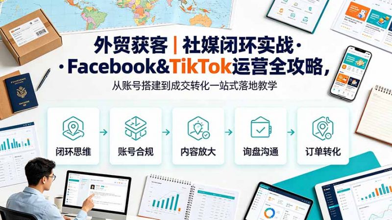 外贸获客｜社媒闭环实战·Facebook&TikTok运营全攻略，从账号搭建到成交转化一站式落地教学-玻哥网络技术工作室