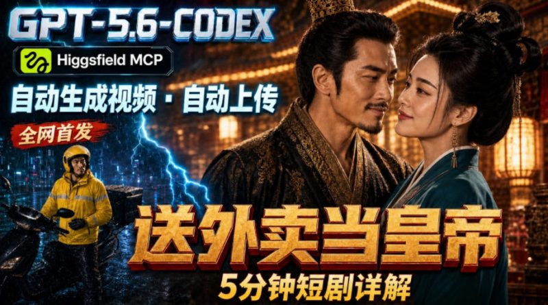 GPT-5.6 Codex+Higgsfield MCP：一条指令生成5分钟短剧并自动上传YouTube(油管)-玻哥网络技术工作室