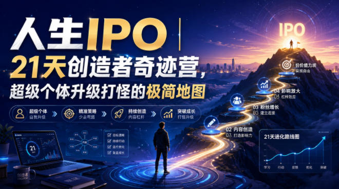 人生IPO︱21天创造者奇迹营，​超级个体升级打怪的极简地图-玻哥网络技术工作室