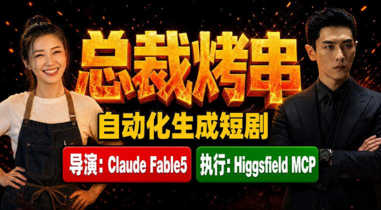 Claude Fable5担任导演+Higgsfield MCP落地执行｜《总裁烤串》真人质感短剧全自动AI生成全流程教学-玻哥网络技术工作室