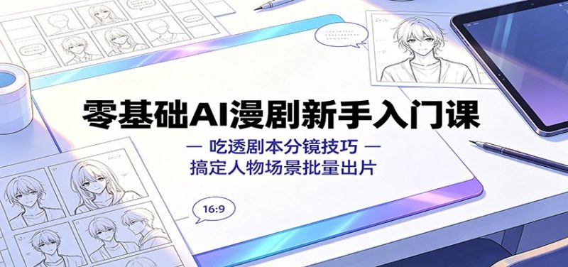 零基础AI漫剧新手入门课：吃透剧本分镜技巧，搞定人物场景批量出片-玻哥网络技术工作室