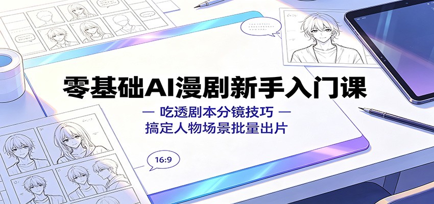图片[1]-零基础AI漫剧新手入门课：吃透剧本分镜技巧，搞定人物场景批量出片-玻哥网络技术工作室