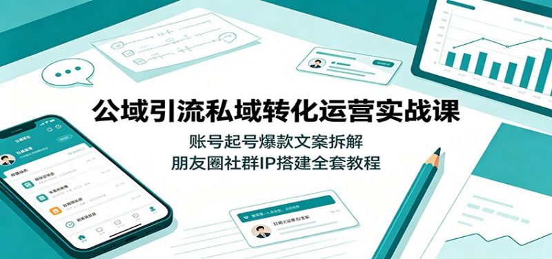 公域引流私域转化运营实战课：账号起号爆款文案拆解，朋友圈社群IP搭建全套教程-玻哥网络技术工作室