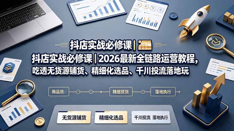 抖店实战必修课｜2026最新全链路运营教程，吃透无货源铺货、精细化选品、千川投流落地玩法-玻哥网络技术工作室