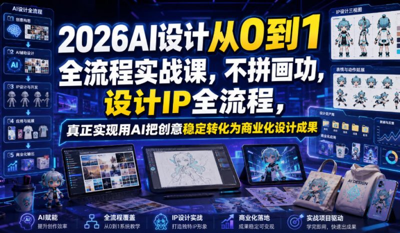 2026AI设计从0到1全流程实战课，不拼画功，设计IP全流程，真正实现用AI把创意稳定转化为商业化设计成果-玻哥网络技术工作室