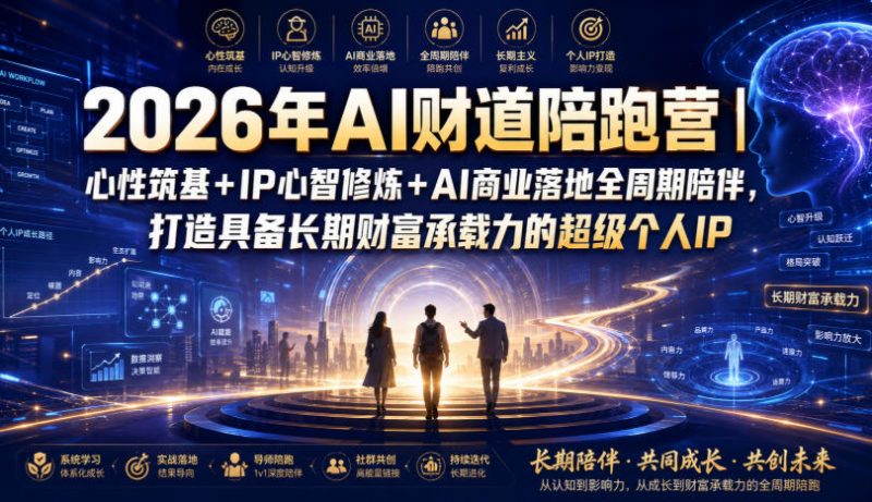 2026年AI财道陪跑营｜心性筑基+IP心智修炼+AI商业落地全周期陪伴，打造具备长期财富承载力的超级个人IP-玻哥网络技术工作室