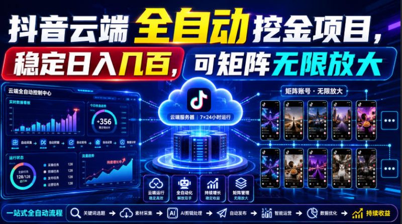 Dy云端全自动挖金项目，稳定日入几百，可矩阵无限放大！【揭秘】-玻哥网络技术工作室