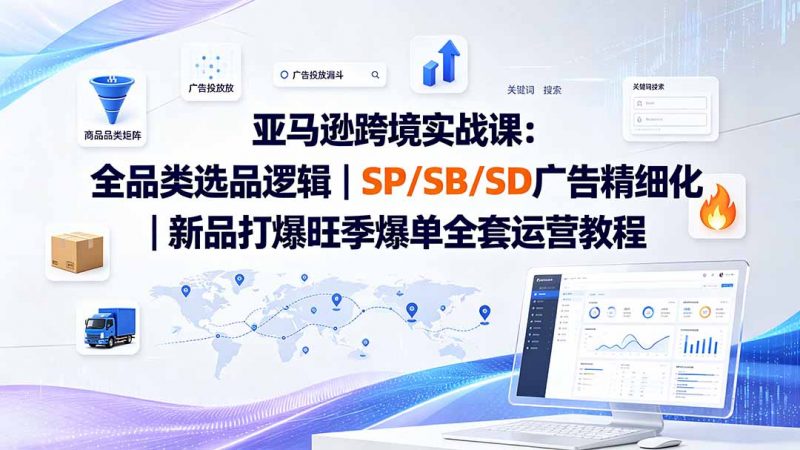 亚马逊跨境实战课-更新：全品类选品逻辑｜SP/SB/SD广告精细化｜新品打爆旺季爆单全套运营教程-玻哥网络技术工作室