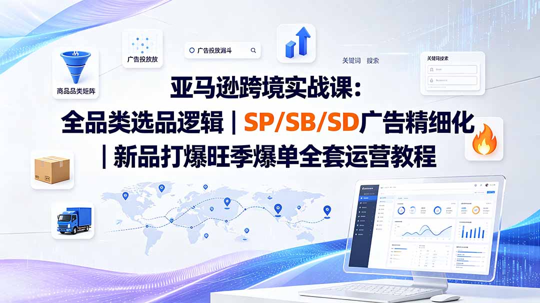 图片[1]-亚马逊跨境实战课-更新：全品类选品逻辑｜SP/SB/SD广告精细化｜新品打爆旺季爆单全套运营教程-玻哥网络技术工作室