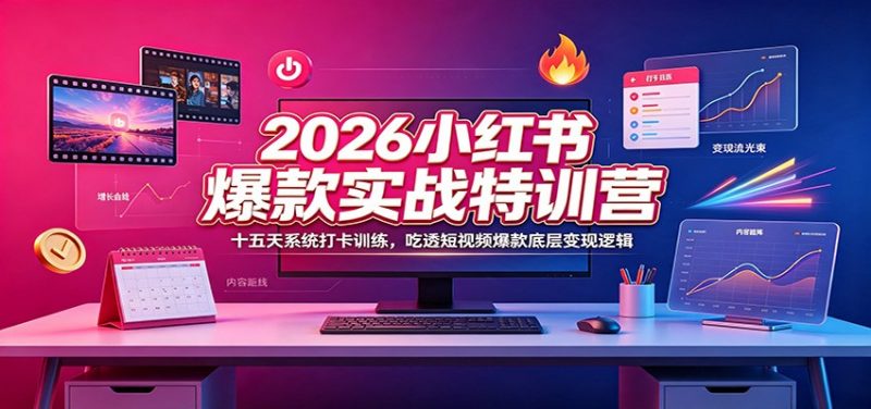 2026小红书爆款实战特训营：十五天系统打卡训练，吃透短视频爆款底层变现逻辑-玻哥网络技术工作室