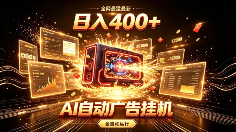 全网最猛最新的AI自动广告挂G，狠收益日入400+，真正做到躺賺式变现【揭秘】-玻哥网络技术工作室