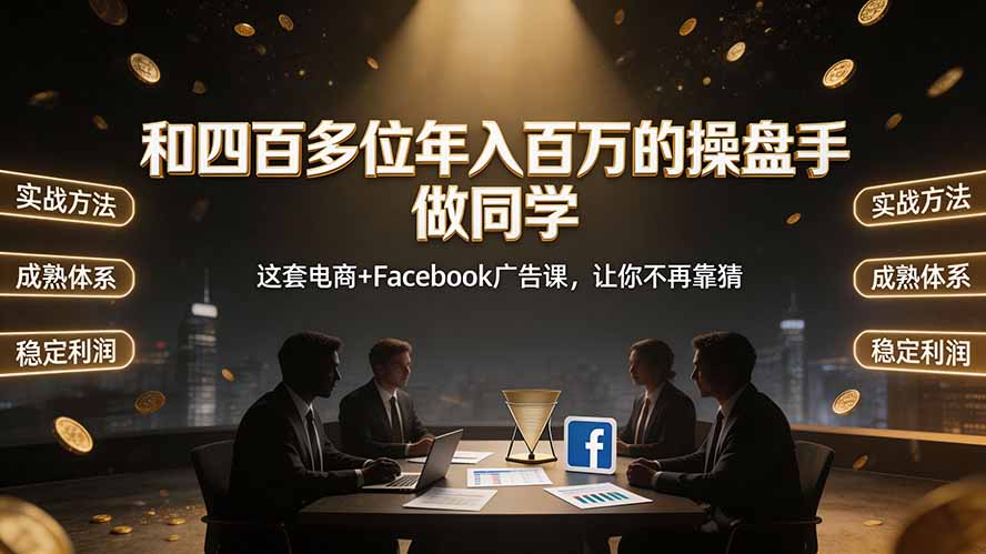 图片[1]-和四百多位年入百万的操盘手做同学——这套电商+Facebook广告课，让你不再靠猜【原创双语字幕】-玻哥网络技术工作室