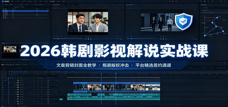 2026韩剧影视解说实战课：文案剪辑封面全教学，规避版权冲击平台精选签约通道-玻哥网络技术工作室