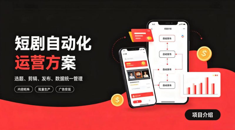 快手全自动短剧矩阵项目｜自动化分发，流量持续变现【揭秘】-玻哥网络技术工作室
