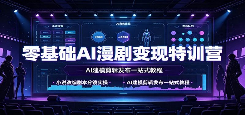 零基础AI漫剧变现特训营：小说改编剧本分镜实操，AI建模剪辑发布一站式教程-玻哥网络技术工作室