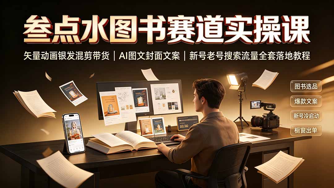 图片[1]-叁点水图书赛道实操课｜矢量动画银发混剪带货，AI图文封面文案，新号老号搜索流量全套落地教程-玻哥网络技术工作室