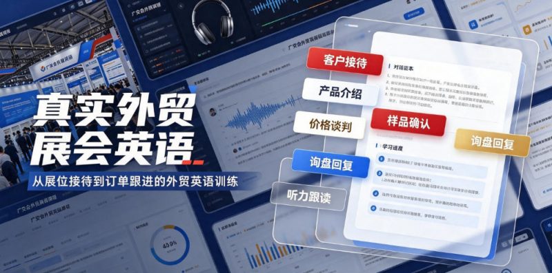 真实外贸展会英语，广交会外贸口语听力突击课程【音频】-玻哥网络技术工作室