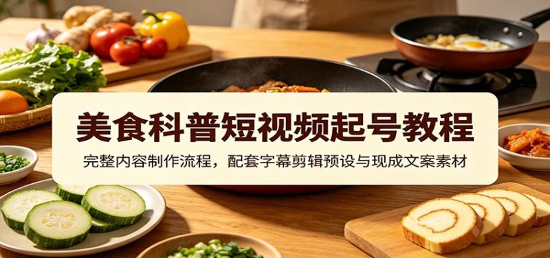 美食科普短视频起号教程：完整内容制作流程，配套字幕剪辑预设与现成文案素材-玻哥网络技术工作室