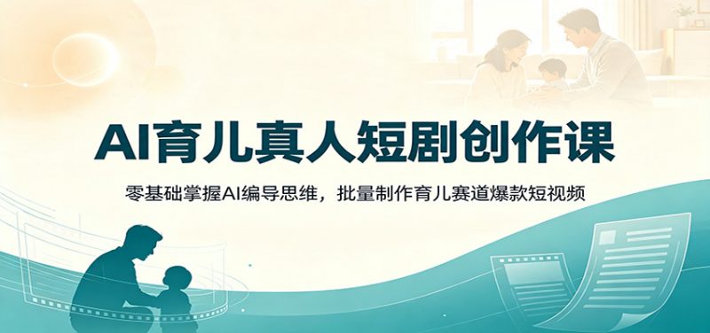 AI育儿真人短剧创作课：零基础掌握AI编导思维，批量制作育儿赛道爆款短视频-玻哥网络技术工作室