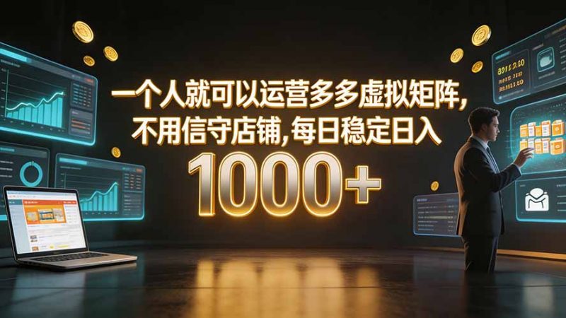 一个人就可以运营多多虚拟矩阵，不用值守店铺，每日稳定日入 1000+-玻哥网络技术工作室