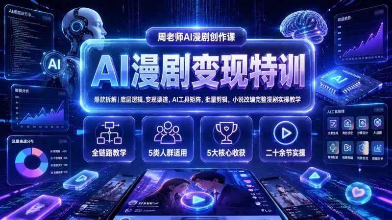 AI漫剧变现特训★爆款拆解｜底层逻辑，变现渠道，AI工具矩阵，批量剪辑，小说改编完整漫剧实操教学-玻哥网络技术工作室