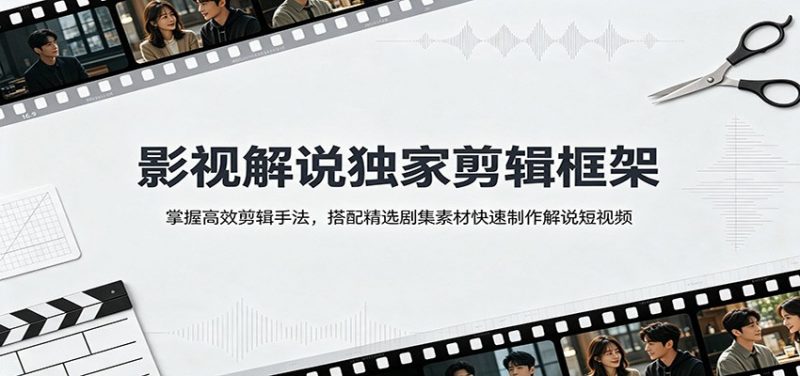 影视解说独家剪辑框架：掌握高效剪辑手法，搭配精选剧集素材快速制作解说短视频-玻哥网络技术工作室