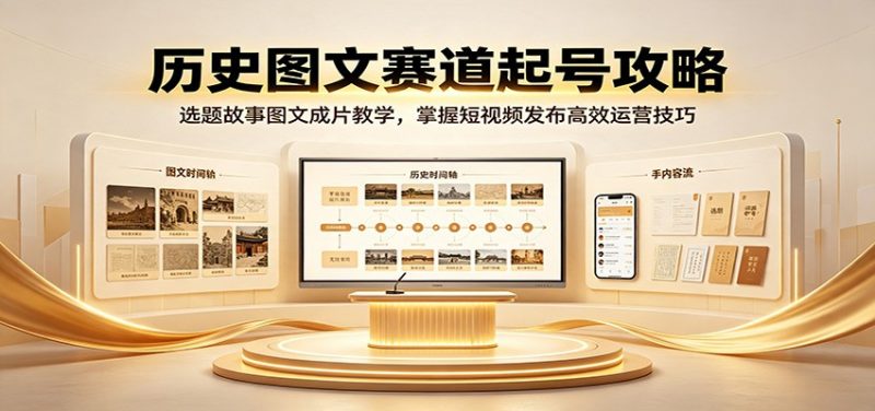 历史图文赛道起号攻略：选题故事图文成片教学，掌握短视频发布高效运营技巧-玻哥网络技术工作室