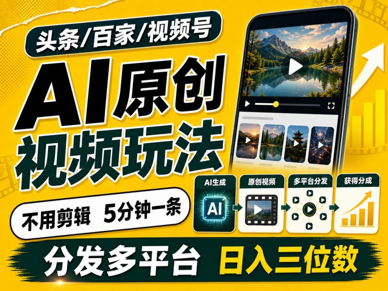 2026头条百家号升级玩法 5分钟一条原创视频 发多平台赚收-玻哥网络技术工作室