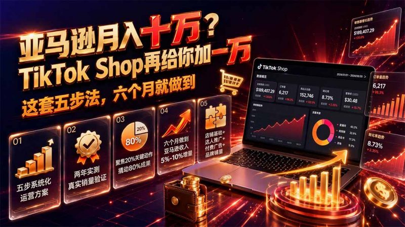 亚马逊月入十万？TikTok Shop再给你加一万——这套五步法，六个月就做到【原创双语字幕】-玻哥网络技术工作室